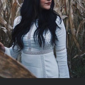 Long sleeve white bohemian dress